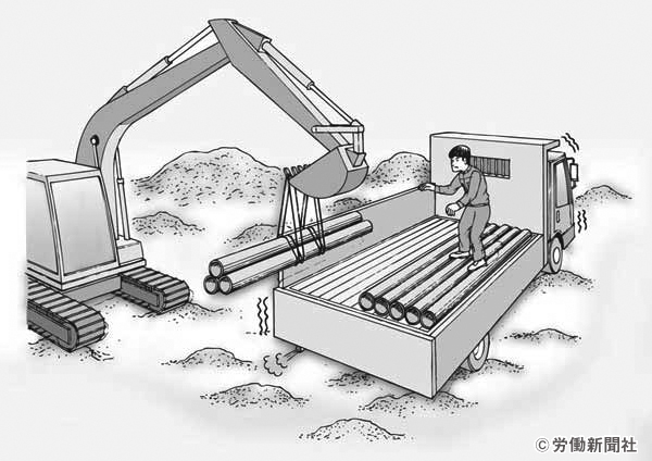 用途外の重機を使用したトラックの荷役作業 危険予知訓練 Kyt シート 労働新聞社
