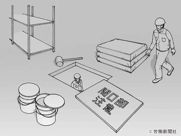 開口部がある建築中の建物での作業 危険予知訓練 Kyt シート 労働新聞社